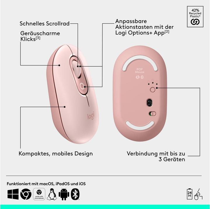 Produktbild Logitech POP Mouse mit personalisierbarem Emoji (Kabellos)