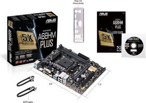 Produktbild ASUS Mainboard A68HM-PLUS FM2+ 2xDDR3 4xSATA3 mATX (FM2+, AMD A68H, mATX, Flex-ATX)
