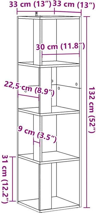 Image du produit VidaXL Eckregal Altholz-Optik 33x33x132 cm Holzwerkstoff (33 x 33 x 132 cm)