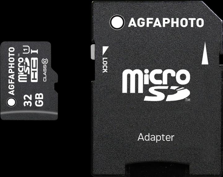 Image du produit AGFAPHOTO MicroSDHC UHS-I 32 Go haute vitesse classe 10 U1 + adaptateur (32 Go, microSDHC, U1, UHS-I)