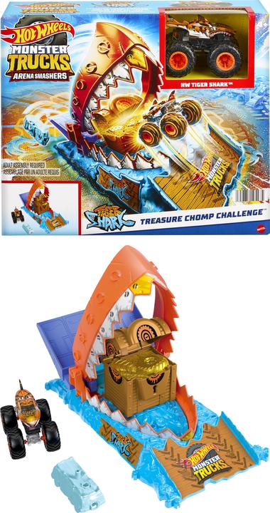Actual product image Hot Wheels Monster Trucks Arena Smashers Entry Challenge - Tiger Shark Treasure Chomp Challenge