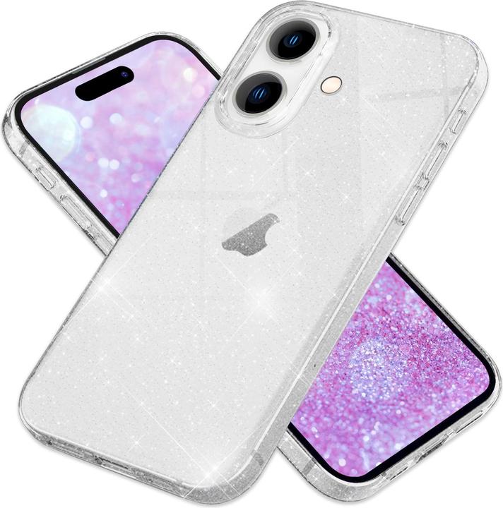 Nalia Copertura in silicone trasparente con glitter (Apple iPhone 16)