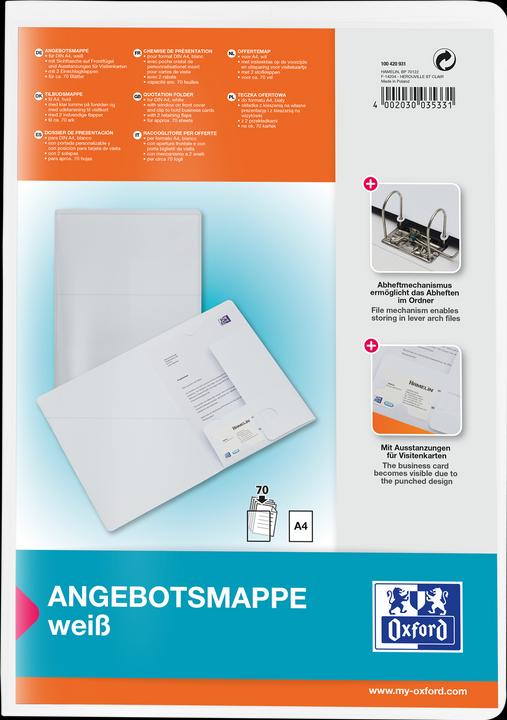 Produktbild Elba Angebotsmappe image+, mit A4-Sichttasche, weiss gepackt zu 1 Stück (A4, 1 x)
