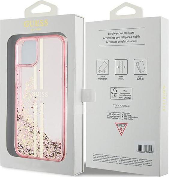 Produktbild Guess GUHCP15MLFCSEGP iPhone 15 Plus / 14 Plus 6.7" różowy/pink hardcase Liquid Glitter Gold Stripes (Apple iPhone 15 Plus, Apple iPhone 14 Plus)
