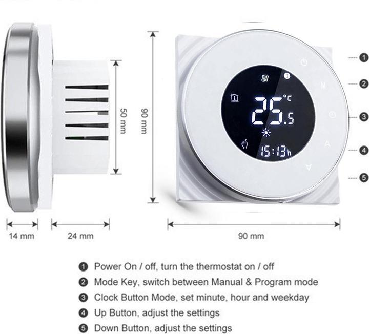 Image du produit PNI Thermostat intelligent intégré SafeHome PT38R WiFi 16A, contrôle par Internet de l'électricité