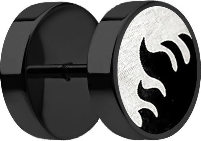 Star Piercing Fake Plug schwarz mit Feuer (ohne Messing, Chirurgenstahl 316L)