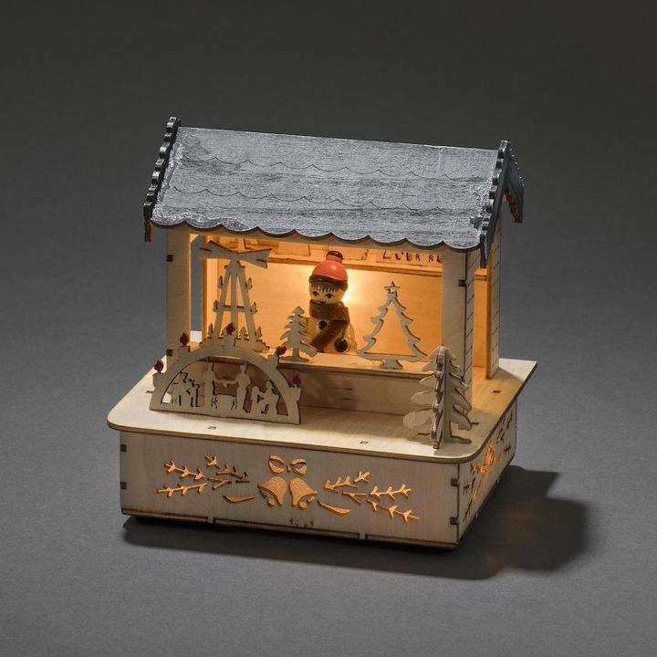 Actual product image Konstsmide LED wooden silhouette, natural color, "Market stall with roof".