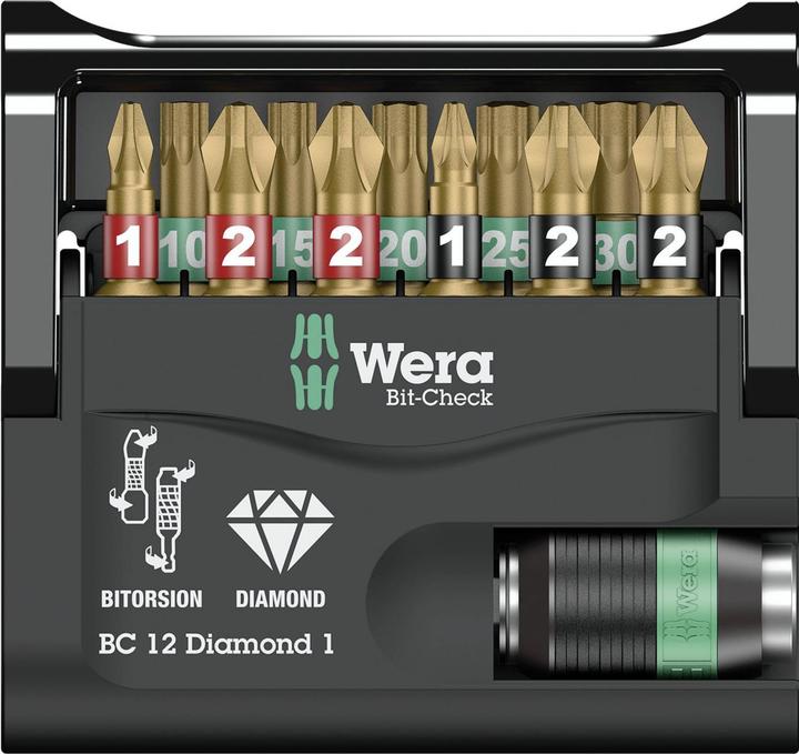Productafbeelding Wera Bit gezet (Kruis Phillips PH M1, Phillips kruis PH M2, Kruis Pozidriv PZ M1, Kruis Pozidriv PZ M2)