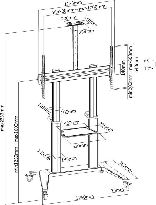 Produktbild PureMounts PDS-0012C (Universal, 90", 140 kg)