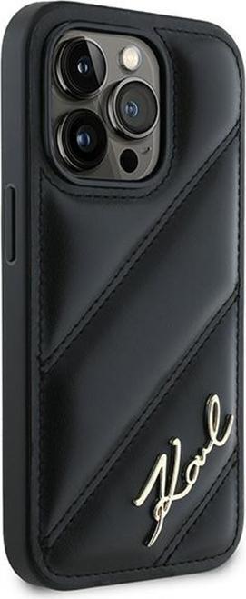 Productafbeelding Karl Lagerfeld KLHCP13LPQDSMGK iPhone 13 Pro / 13 6.1" czarny/zwarte hardcase Diagonaal Quilted Script (Apple iPhone 13 Pro)