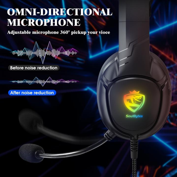 Actual product image PhoneLook SOULBYTES S20 RGB Gaming Headset mit Surround-Sound Mikrofon für PS4 / PS5 / XBOX / PC 3.5 mm (Cable)