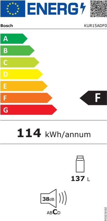 Energy Label Bosch Hausgeräte KUR15ADF0 (137 l)