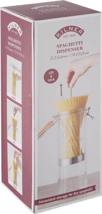 Immagine prodotto Kilner 25.737 Barattolo per spaghetti alto con tappo a clip in vetro, 2,2 litri (2.20 l)