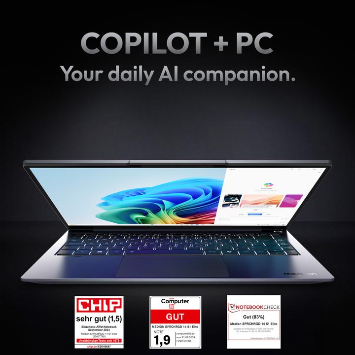Actual product image Medion SPRCHRGD14 S1 ELITE 62636 - 14" 2,8K, Snapdragon X Elite X1E-78-100, 32GB RAM, 1TB SSD, Windo (14", Snapdragon X Elite X1E-78-100, 32.77 GB, 1000 GB)