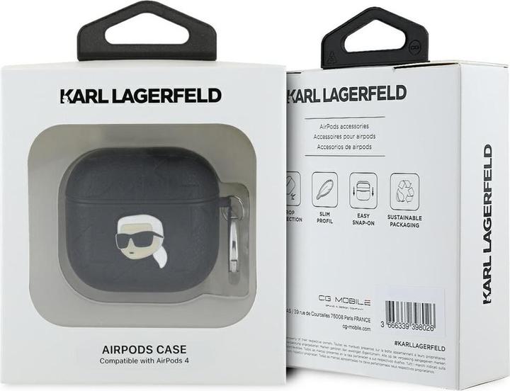 Actual product image Karl Lagerfeld Monogram Karl Head Case for AirPods 4 - Black