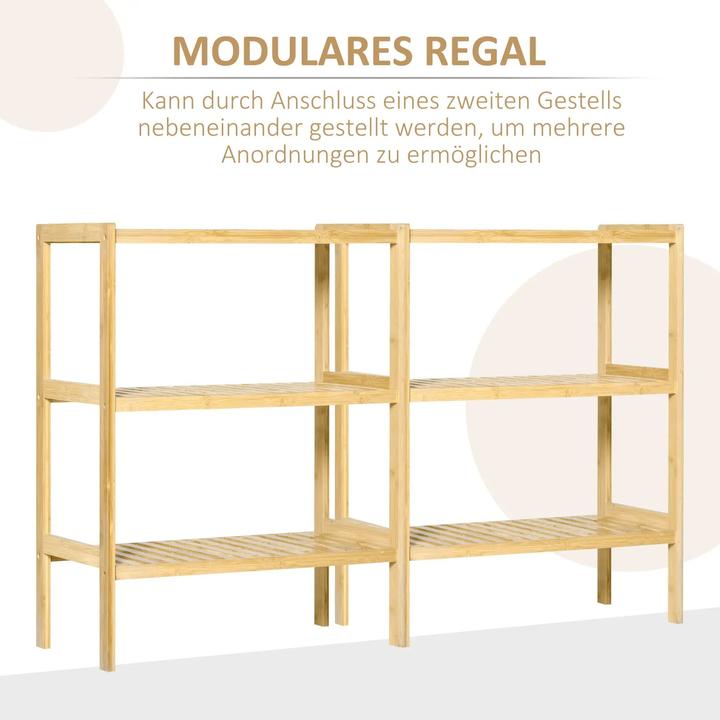 Produktbild Homcom Regal Bambusregal 3 Regalböden, Bambus 62x33x80cm, Natur