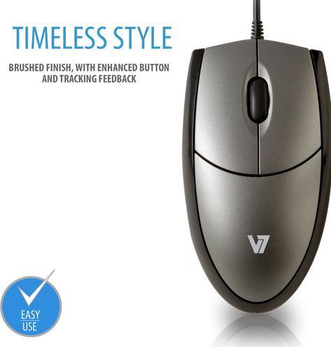 Productafbeelding V7 Muis Optisch Blk/Sil Retail (Bedraad)
