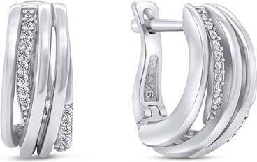 Brilio Silver - Fancy silver earrings with zircons EA259W