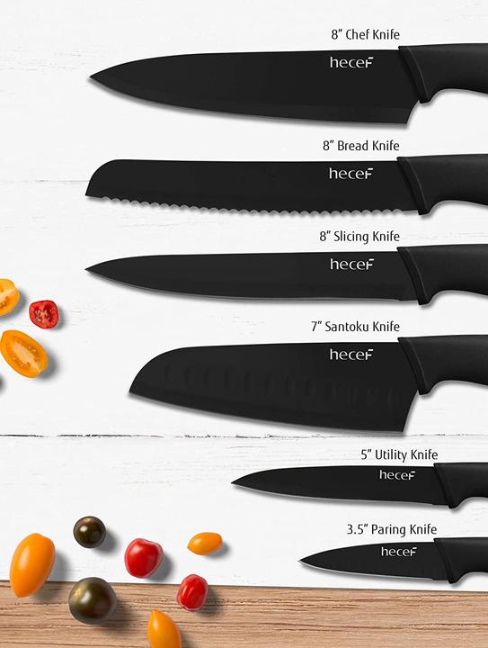Actual product image Hecef Black Oxide Knife Set 6 pcs.