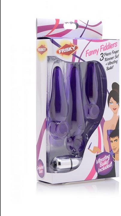 Actual product image Shots Fanny Fiddlers 3 Piece Finger Rimmer Set + Vibrating Bullet