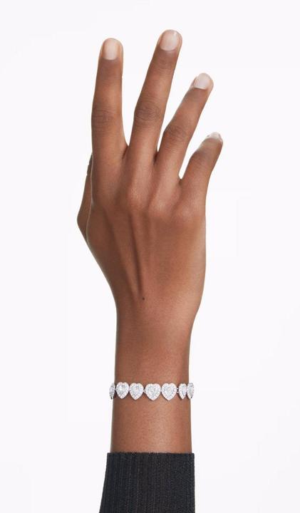 Produktbild Swarovski x Ariana Grande Tennis Armband Verschiedene Schliffe Herz Weiss Rhodiniert (22 cm, Swarovski Metall)