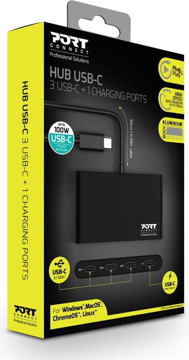 Image du produit Port Designs USB HUB TYPE C - 4 PORTS TYPE C - PD 100W (USB-C, 5 Ports)