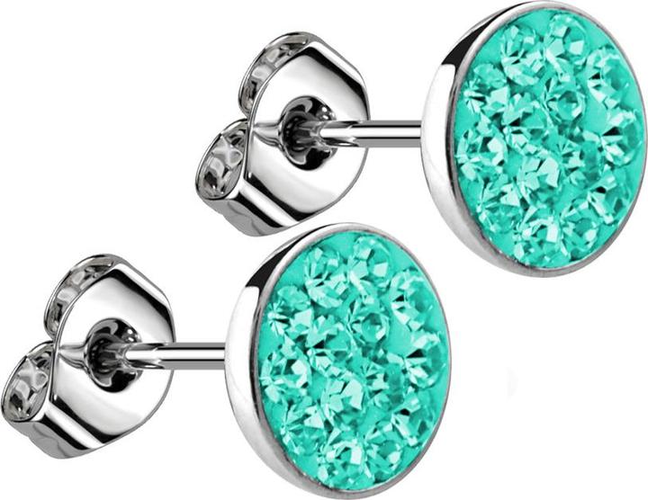 Actual product image Star Piercing Stud earrings silver plate crystal turquoise (Surgical steel 316L, without brass)