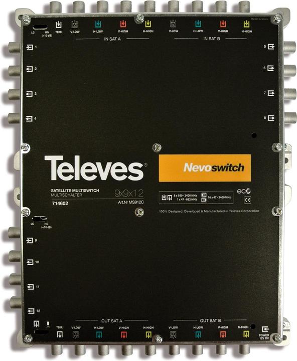 Televes Multiswitch 22,90cm (9") 12 cast NEVO in cascata o.NT MS912C (MS912C) (Multiinterruttori)