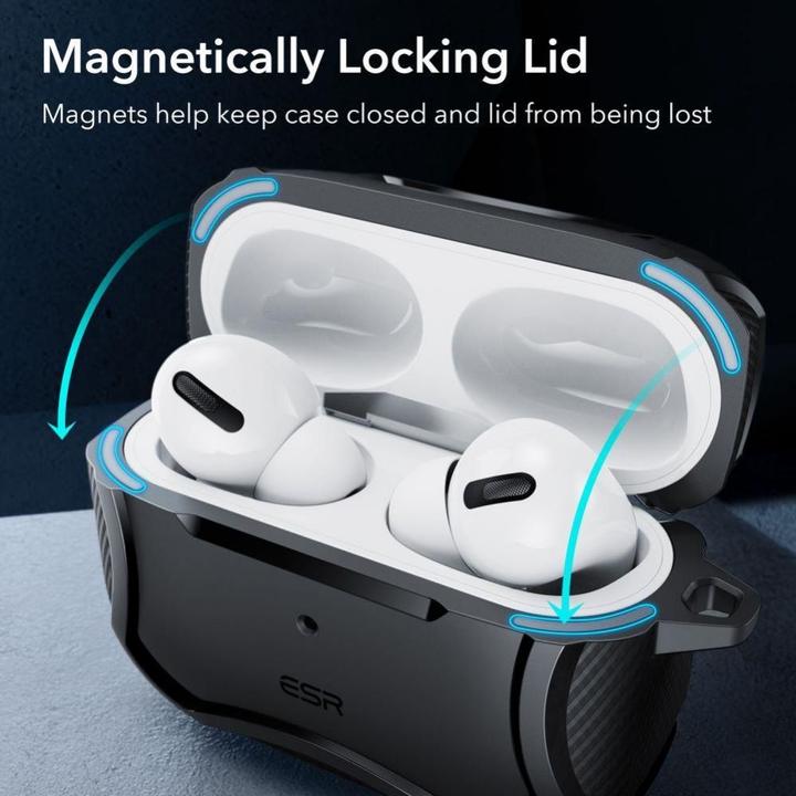 Image du produit ESR Cyber Armor Halolock Magsafe Apple Airpods Pro 1 / 2 Black (Sac pour écouteurs)