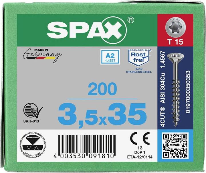 Produktbild Spax Spanplattenschrauben A2 (200 Schrauben pro Stück)