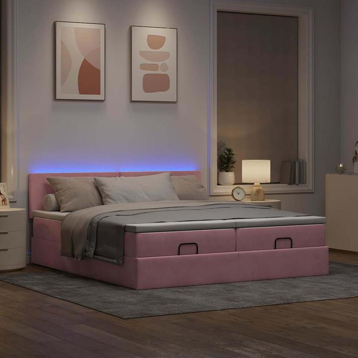Immagine prodotto VidaXL Letto ottomano con materassi rosa 200x200 cm in velluto (200 x 200 cm)