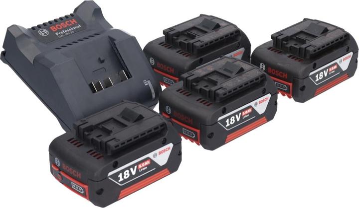 Produktbild Bosch Professional Bosch GAL 18V-20 Akku LadegerÃ¤t 10,8 - 18 V 2 AÂ ( 2607226281 ) + 4x GBA 18 V 5,0 AhÂ Akku ( 4x 26 (18 V)