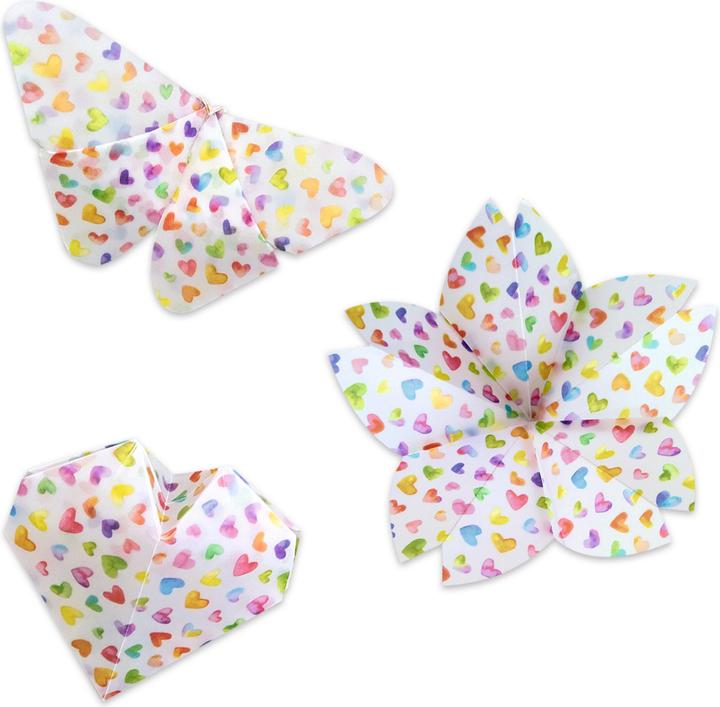 Actual product image Ursus Transparent paper folders "Colourful hearts", approx. 15 x 15 cm (115 g/m², 50 x)
