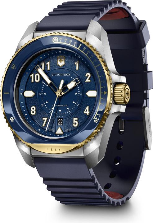 Produktbild Victorinox Journey 1884 Quartz Three hands Steel & Mineral, Taucheruhr, 43 mm, Ziffernblatt Blau, Kautschuk Arm (Taucheruhr, 43 mm)