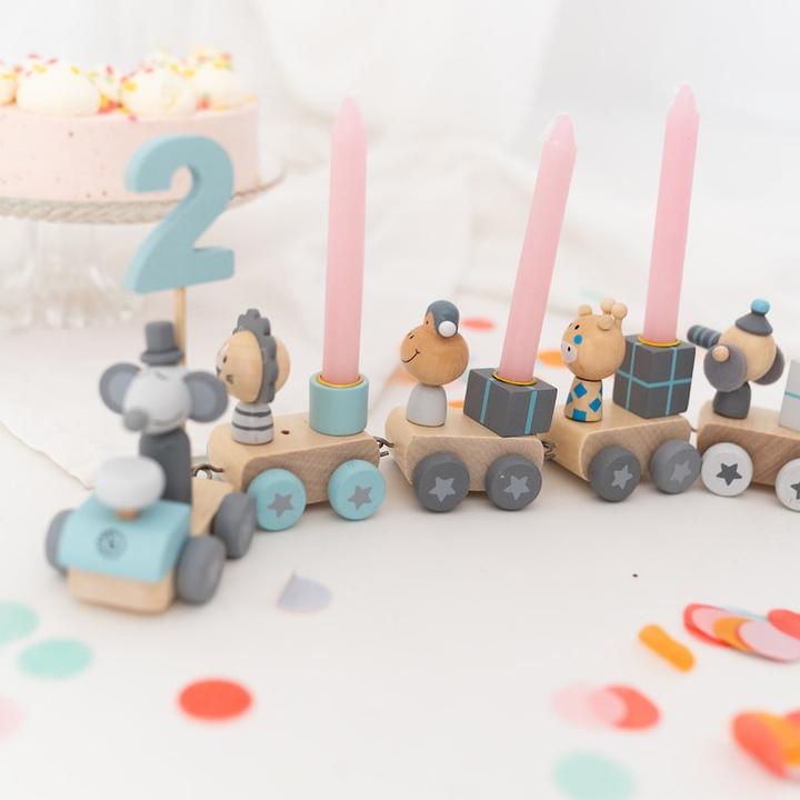 Produktbild Activity Board Geburtstag Zug, Baby Geschenk Geburt, Geburtstag Zug Kerze, Geburtstag Zug mit Zahlen