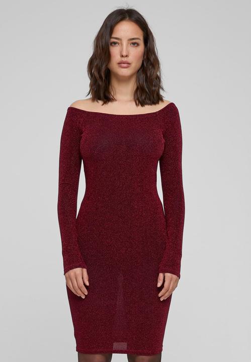 Actual product image Urban Classics Ladies Off Shoulder Longsleeve Glitter Dress - 126795 (L)
