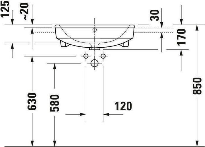 Image du produit Duravit HEBWT No 1 blanc, avec trop-plein, 1 trou pour robinet 550x460mm (460 mm, 550 mm)