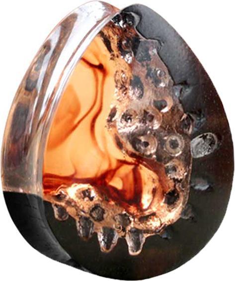 Immagine prodotto Star Piercing Spina svasata in ebano Gocce di fiamma epossidica arancione (senza ottone, Organico)