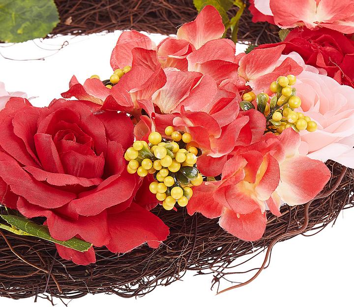 Immagine prodotto Beliani Ghirlanda per porta rossa/rosa con fiori artificiali ø 50 cm AGULO (10 cm)
