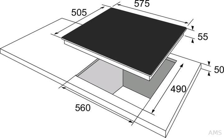 Produktbild Amica Induktionskochfeld mit Rahmen Ceranfeld SCHOTT CERAN 59 x 52 cm 4 Kochzonen KMI 13314 E