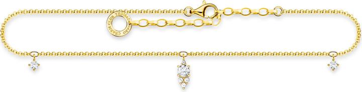 Thomas Sabo Weisser Stein Gold Fusskette (750 Gelbgold Vergoldung, 925 Sterlingsilber, 27 cm)