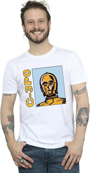 Actual product image Star Wars Mens C3PO Line Art T-Shirt (S)