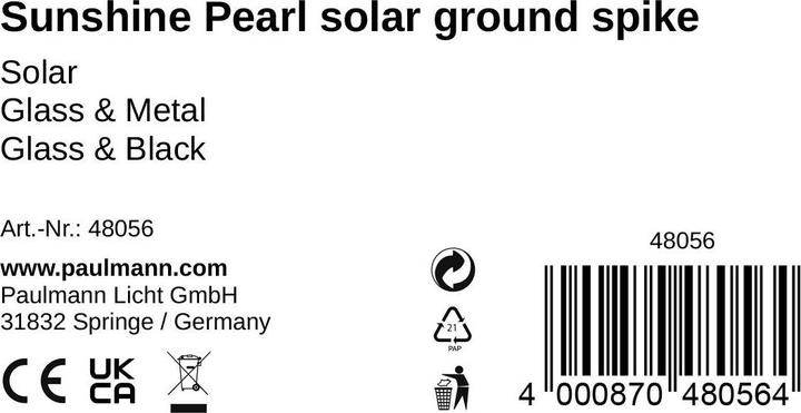 Nährwerte und Zutaten Pauleen Solarspiess Sunshine Pearl (12 x 18 x 80 cm, 1 x)