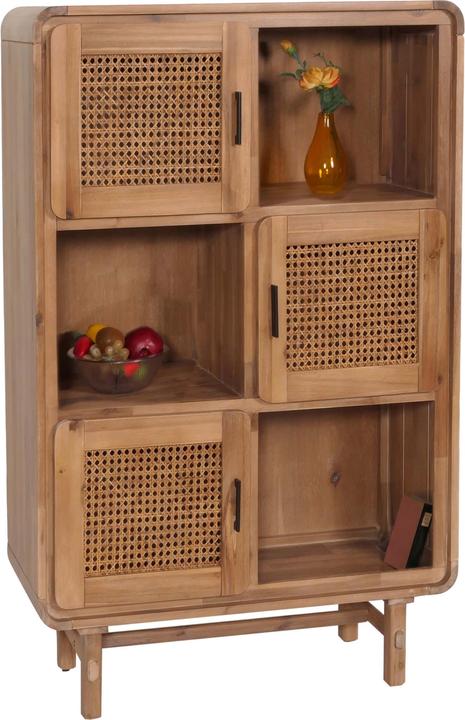 Produktbild Mendler Highboard HWC-M47, Staufächer, Rattan Akazie Massiv-Holz gebeizt 141x90x35cm 32kg (90 x 35 x 141 cm)