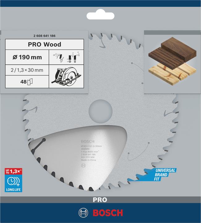 Actual product image Bosch Professional Zubehör PRO Wood circular saw blade, 190 x 2 x 30 mm