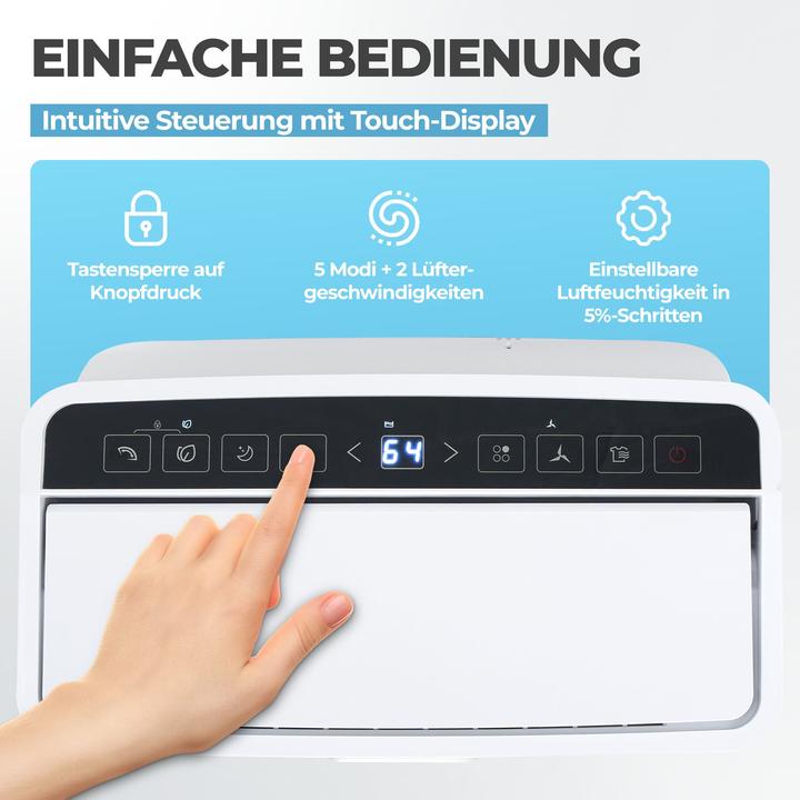 Produktbild KLAMER Luftentfeuchter elektrisch 20L, 180m³ Luftumwälzung pro Stunde, 440W starker Raumentfeuc… (30 m², 20 l/24h)
