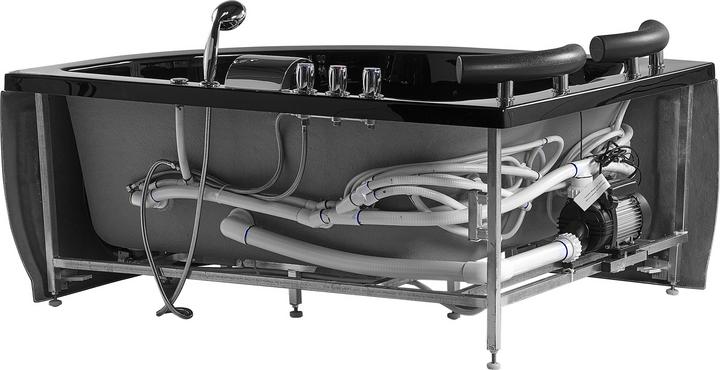 Image du produit Beliani Baignoire à hydromassage noire modèle d'angle avec LED à droite 160 cm x 113 cm PARADISO (427 l, 160 cm, 113 cm)