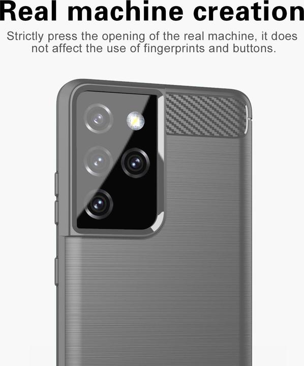 Produktbild Cadorabo TPU Ultra Slim carbon edelstahl Kombi Cover (Samsung Galaxy S21 Ultra)