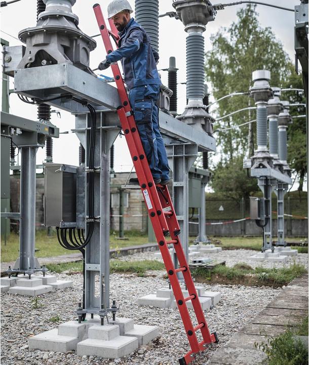 Image du produit Munk Echelle coulissante à échelons en 2 parties GFK avec traverse standard 2x8 échelons (Échelle pour rayonnage, 418 cm)