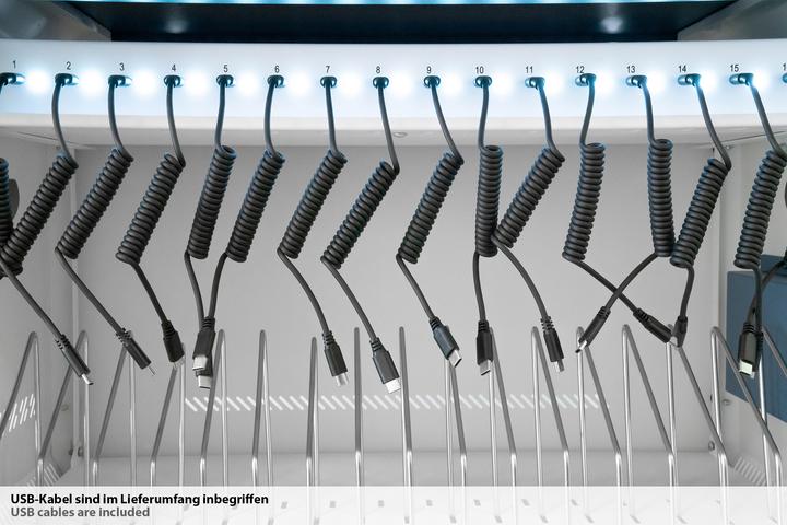 Actual product image Good Connections GC charging trolley for 32 devices, USB-C, 18W per port, PD 3.0, QC 3.0, white/blue (700 W)
